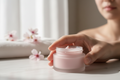 30 ml frosted glass jar , pink cream ,soft skin ,matte skin 