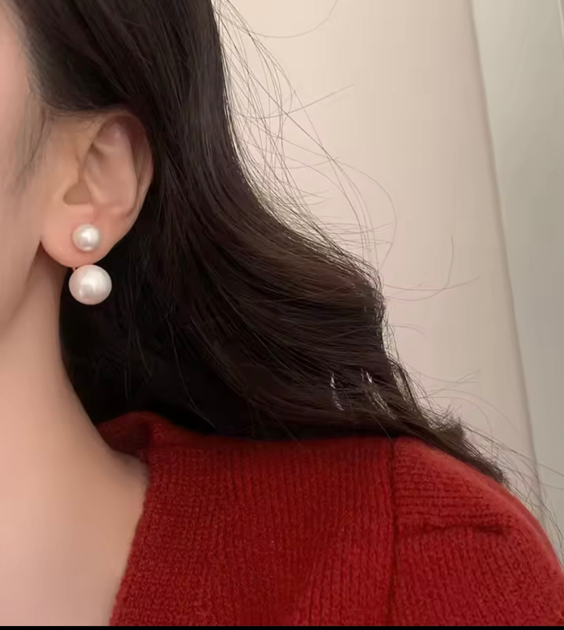 Double Pearl Gold Earrings