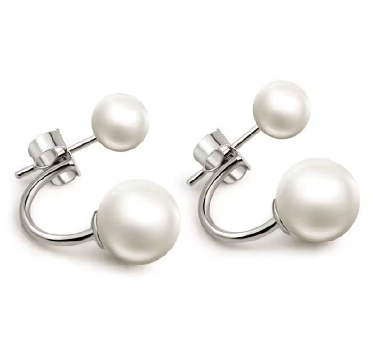 Double Pearl Gold Earrings