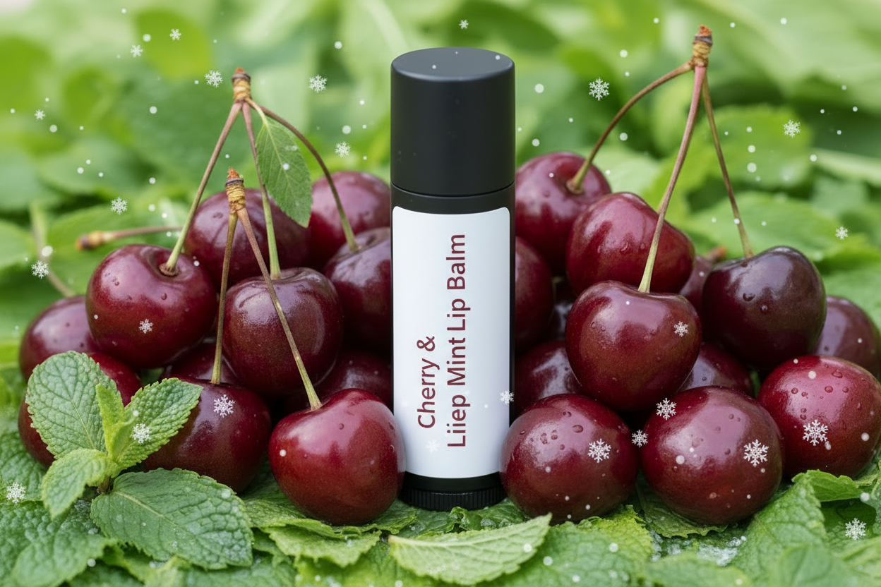add label Cherry & Mint Lip Balm