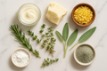 beef tallow, raw shea butter, beeswax  rosemary , thyme, sage cornstarch ,bentonite clay