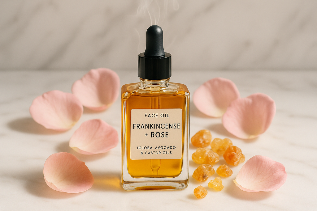 frankiscence and rose tallowed oil infused with jojoba oil, avocado oil, castor oil face oil