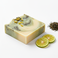hand crafted soap 190 grams square with scents of bergamont and tea leaves