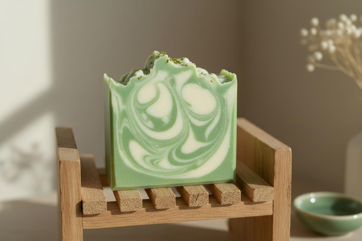 make the soap green and white